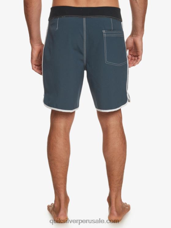Quiksilver N8LNT92 hombres azul marino medianoche shorts de playa originales festoneados 18