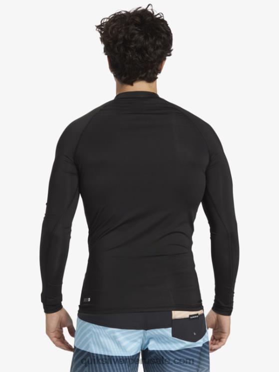 Quiksilver N8LNT1105 hombres negro camiseta de surf de manga larga hawaii double down upf 50