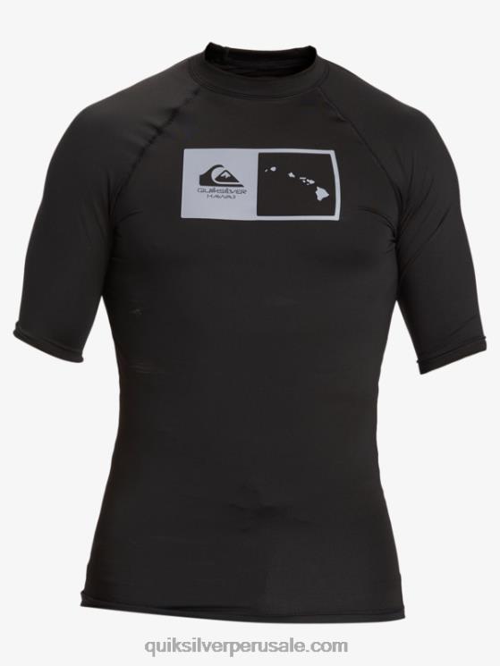 Quiksilver N8LNT1170 hombres negro camiseta de surf de manga corta hawaii double down upf 50
