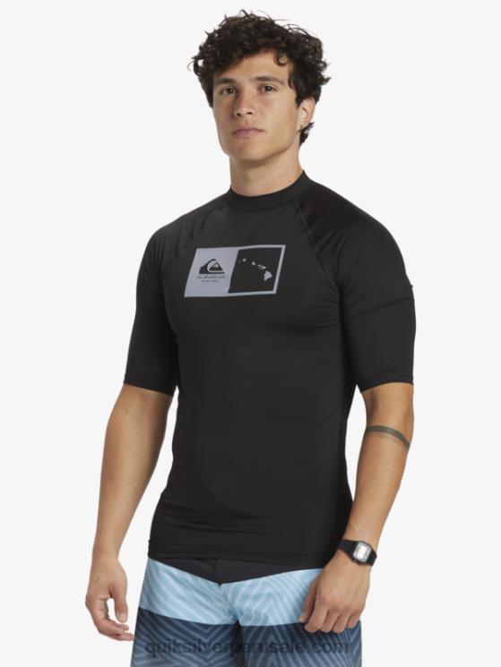 Quiksilver N8LNT1170 hombres negro camiseta de surf de manga corta hawaii double down upf 50