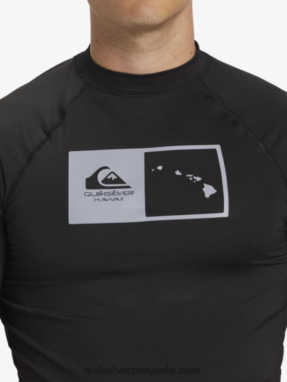 Quiksilver N8LNT1170 hombres negro camiseta de surf de manga corta hawaii double down upf 50