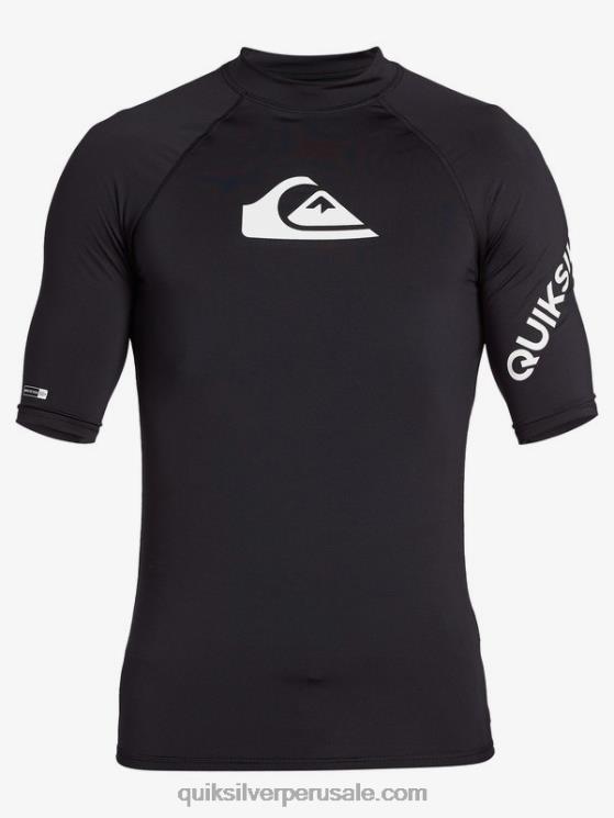 Quiksilver N8LNT1261 hombres negro todos los tiempos manga corta upf 50 rashguard
