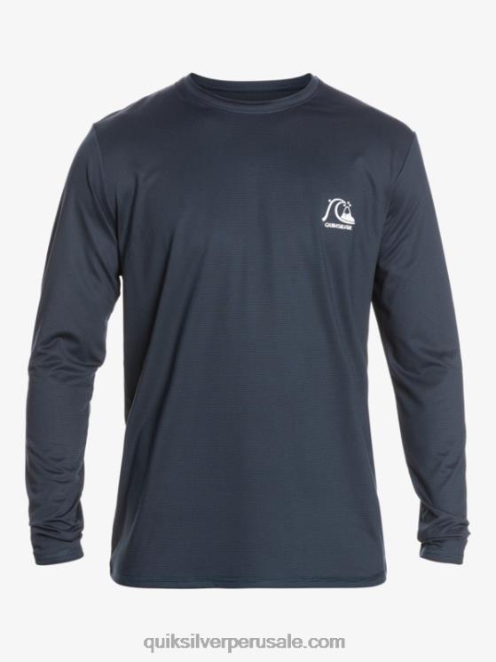 Quiksilver N8LNT1470 hombres brezo azul marino medianoche camiseta de surf heritage heather de manga larga upf 50