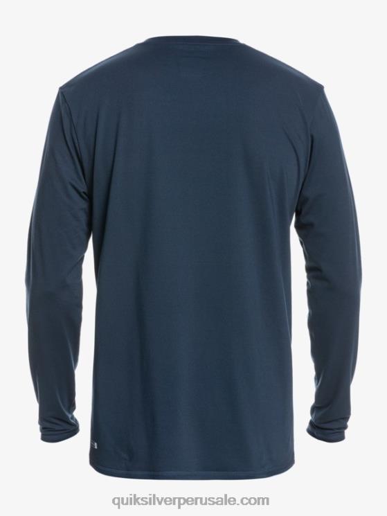 Quiksilver N8LNT1582 hombres chaqueta azul marino playera de surf upf 50 de manga larga con rayas sólidas