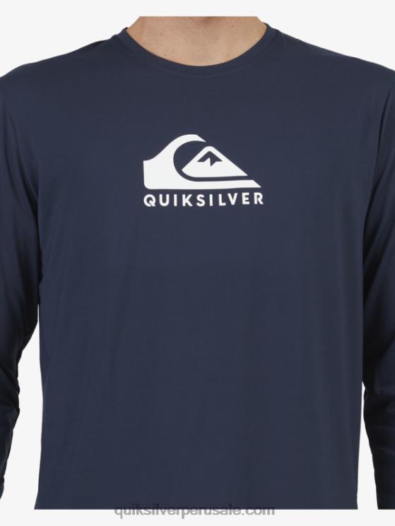 Quiksilver N8LNT1582 hombres chaqueta azul marino playera de surf upf 50 de manga larga con rayas sólidas
