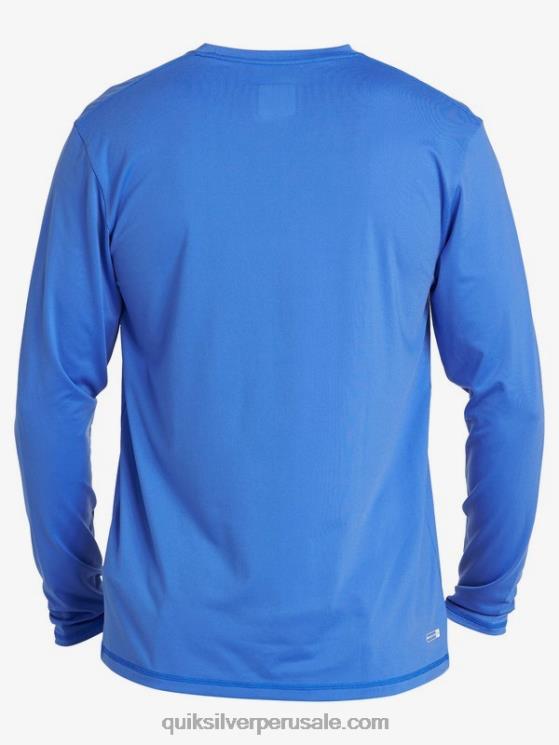Quiksilver N8LNT1584 hombres azul brillante playera de surf upf 50 de manga larga con rayas sólidas