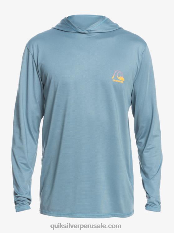 Quiksilver N8LNT1834 hombres brezo azul provincial playera de surf de manga larga con capucha drag upf 50