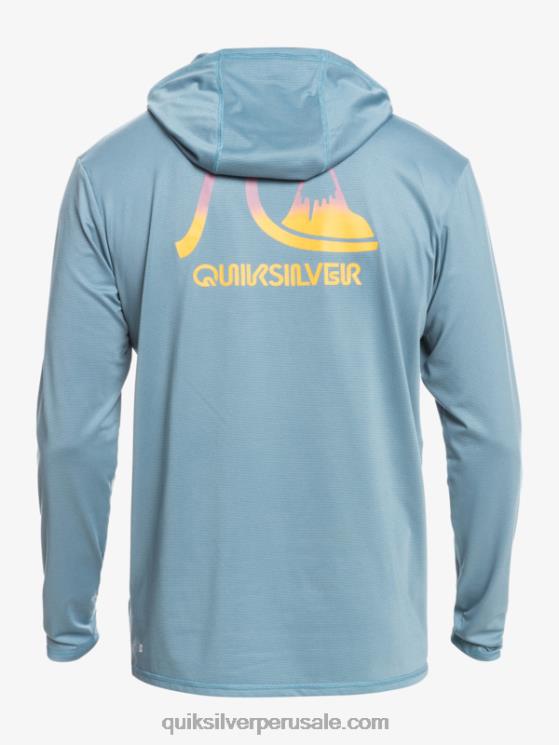 Quiksilver N8LNT1834 hombres brezo azul provincial playera de surf de manga larga con capucha drag upf 50
