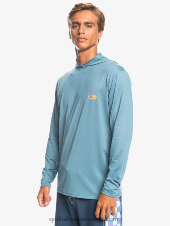 Quiksilver N8LNT1834 hombres brezo azul provincial playera de surf de manga larga con capucha drag upf 50
