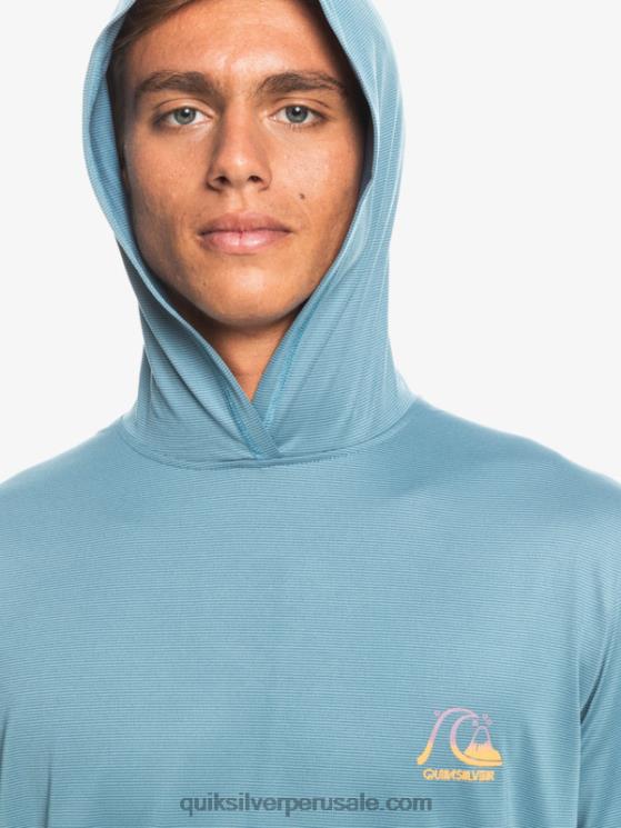 Quiksilver N8LNT1834 hombres brezo azul provincial playera de surf de manga larga con capucha drag upf 50