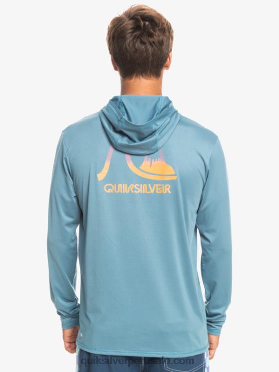 Quiksilver N8LNT1834 hombres brezo azul provincial playera de surf de manga larga con capucha drag upf 50