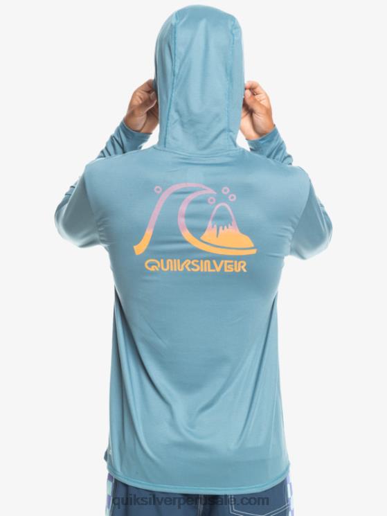 Quiksilver N8LNT1834 hombres brezo azul provincial playera de surf de manga larga con capucha drag upf 50