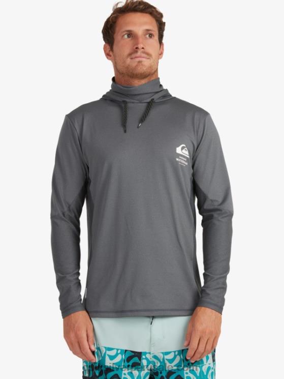 Quiksilver N8LNT1848 hombres sombra oscura camiseta de surf de manga larga con capucha upf 50 de pescador de waterman