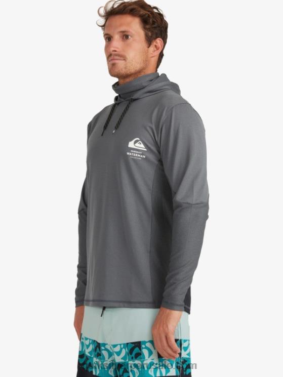 Quiksilver N8LNT1848 hombres sombra oscura camiseta de surf de manga larga con capucha upf 50 de pescador de waterman
