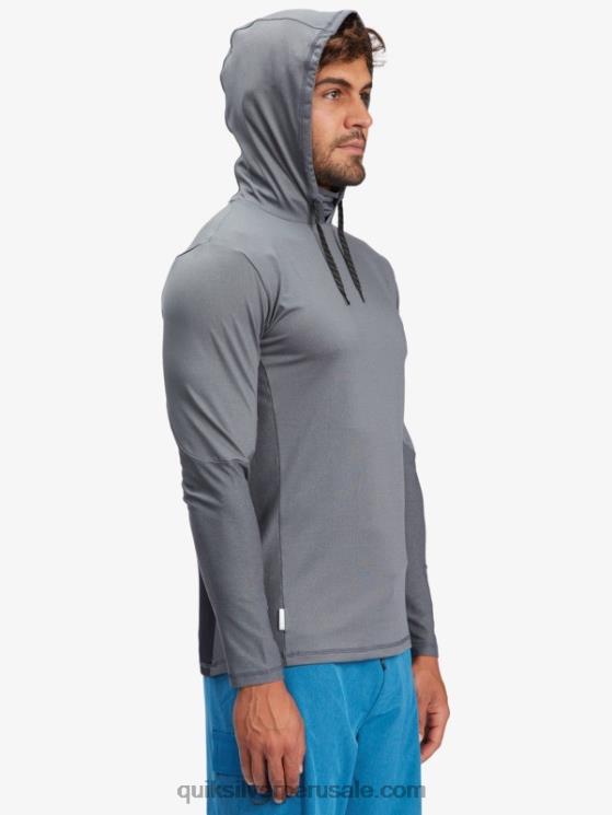 Quiksilver N8LNT1848 hombres sombra oscura camiseta de surf de manga larga con capucha upf 50 de pescador de waterman