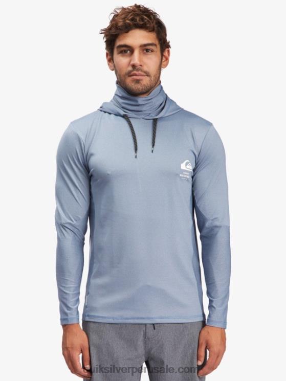 Quiksilver N8LNT1849 hombres alférez azul camiseta de surf de manga larga con capucha upf 50 de pescador de waterman