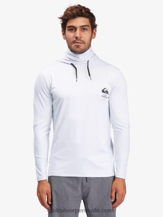 Quiksilver N8LNT1850 hombres blanco camiseta de surf de manga larga con capucha upf 50 de pescador de waterman