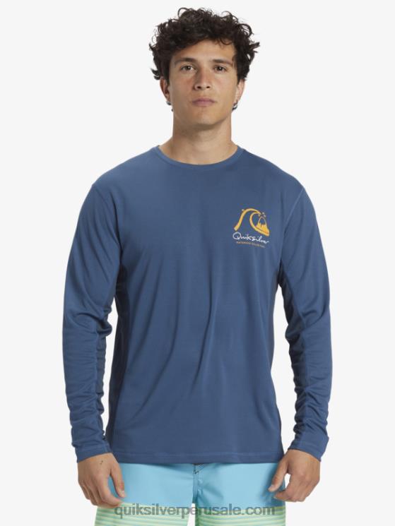 Quiksilver N8LNT259 hombres alférez azul camiseta de surf de manga larga waterman bamboo check 2 upf 50