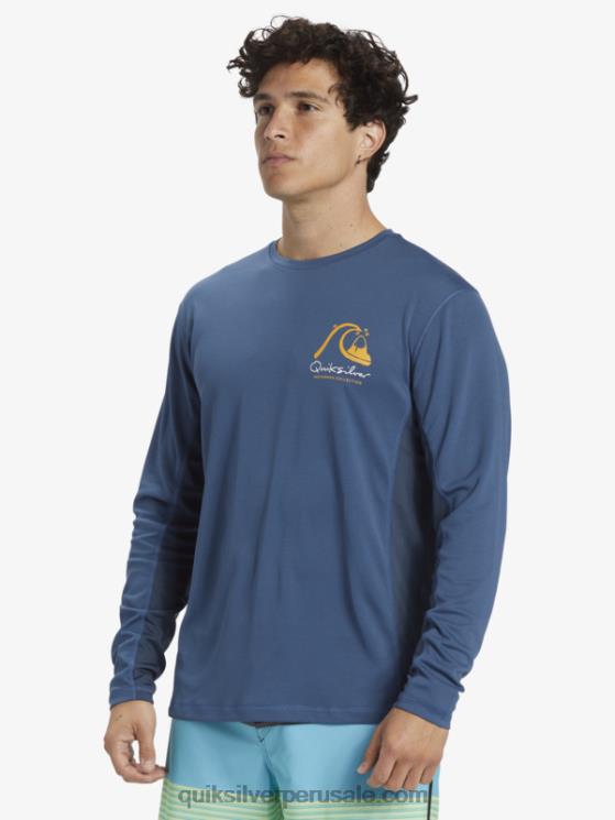 Quiksilver N8LNT259 hombres alférez azul camiseta de surf de manga larga waterman bamboo check 2 upf 50