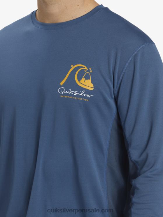 Quiksilver N8LNT259 hombres alférez azul camiseta de surf de manga larga waterman bamboo check 2 upf 50