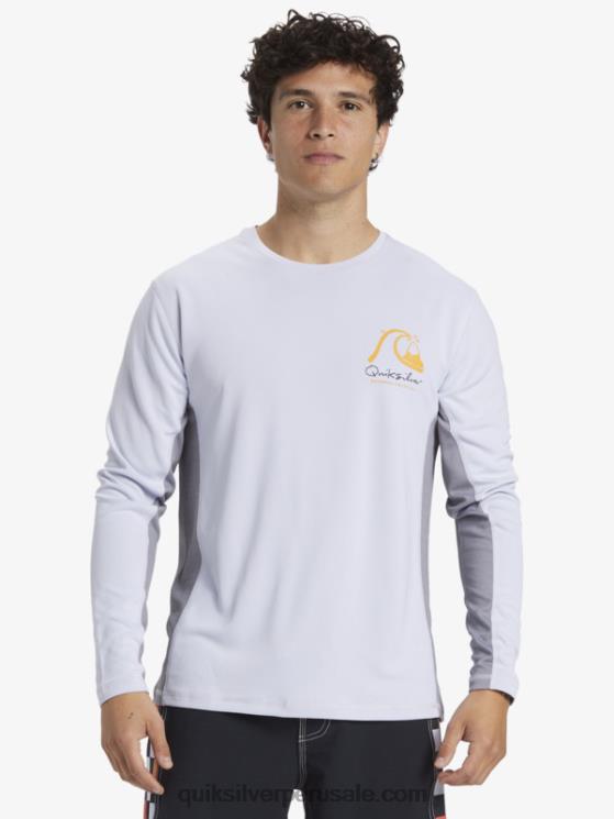 Quiksilver N8LNT260 hombres blanco camiseta de surf de manga larga waterman bamboo check 2 upf 50