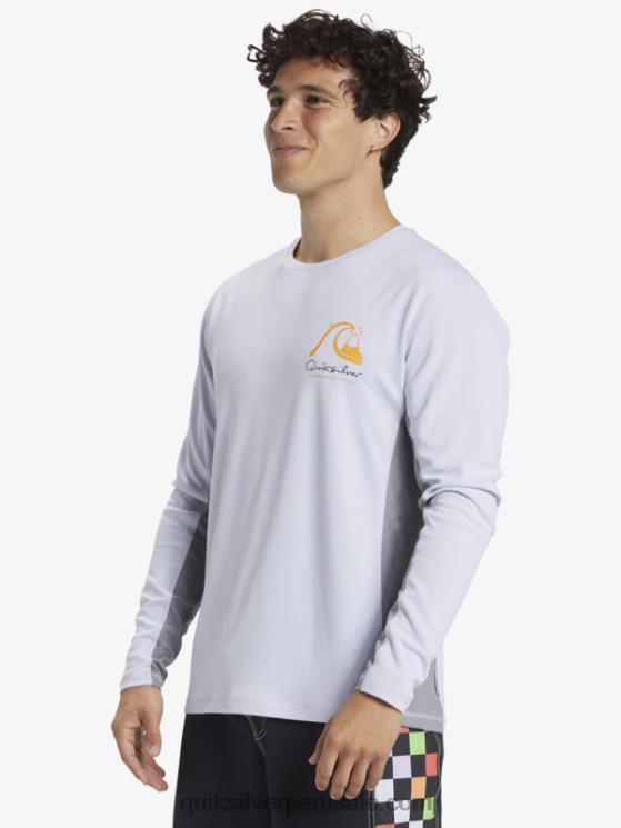 Quiksilver N8LNT260 hombres blanco camiseta de surf de manga larga waterman bamboo check 2 upf 50