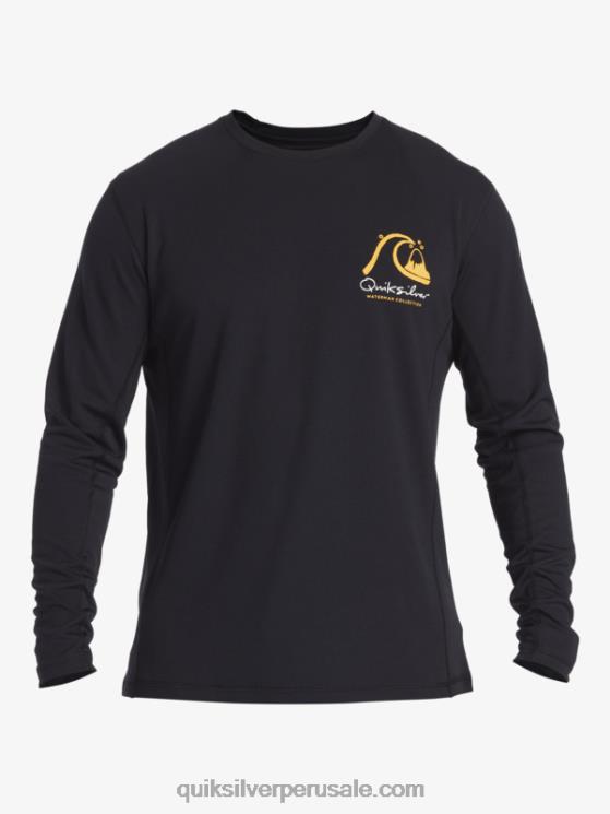 Quiksilver N8LNT261 hombres negro camiseta de surf de manga larga waterman bamboo check 2 upf 50