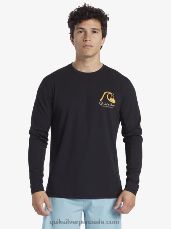 Quiksilver N8LNT261 hombres negro camiseta de surf de manga larga waterman bamboo check 2 upf 50