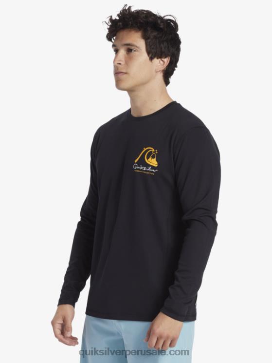 Quiksilver N8LNT261 hombres negro camiseta de surf de manga larga waterman bamboo check 2 upf 50
