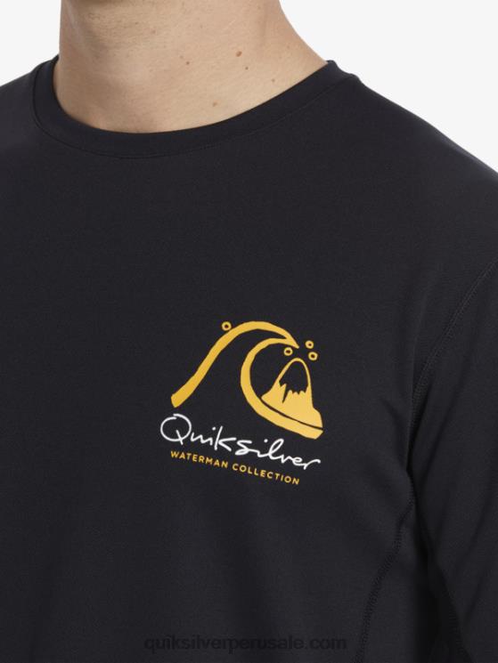 Quiksilver N8LNT261 hombres negro camiseta de surf de manga larga waterman bamboo check 2 upf 50