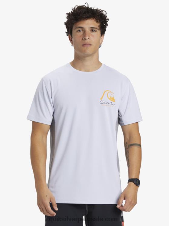 Quiksilver N8LNT273 hombres blanco camiseta de surf de manga corta waterman bamboo check 2 upf 50