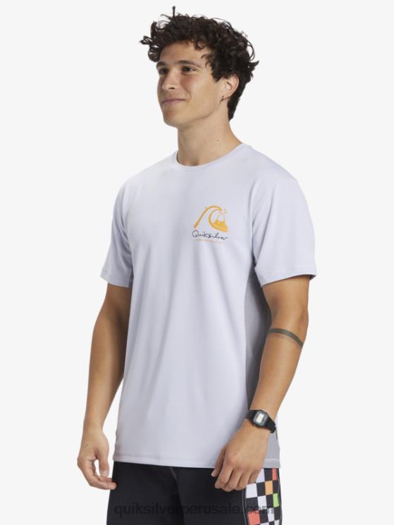 Quiksilver N8LNT273 hombres blanco camiseta de surf de manga corta waterman bamboo check 2 upf 50