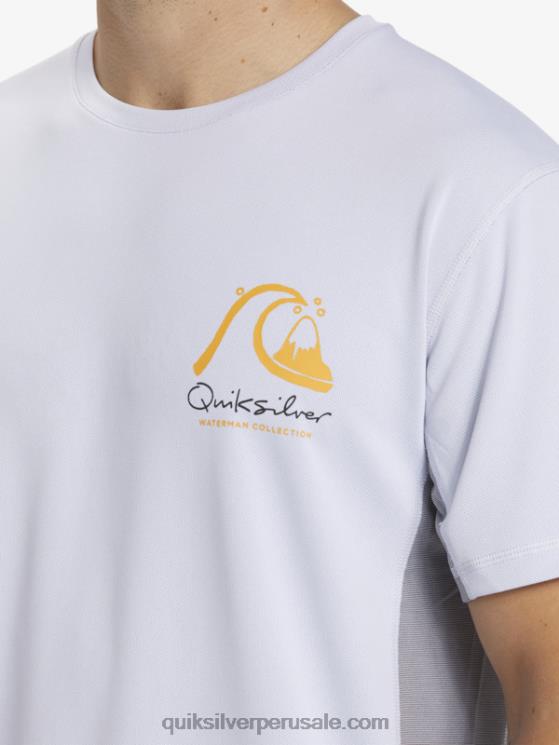 Quiksilver N8LNT273 hombres blanco camiseta de surf de manga corta waterman bamboo check 2 upf 50