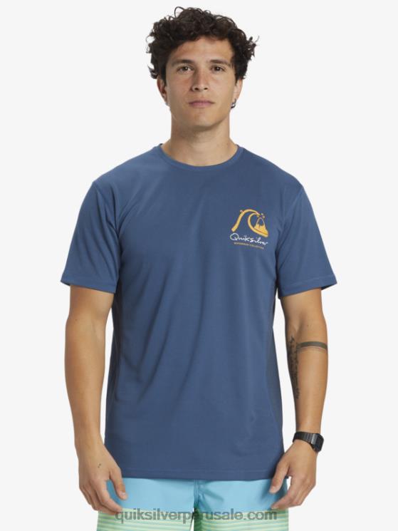 Quiksilver N8LNT275 hombres alférez azul camiseta de surf de manga corta waterman bamboo check 2 upf 50