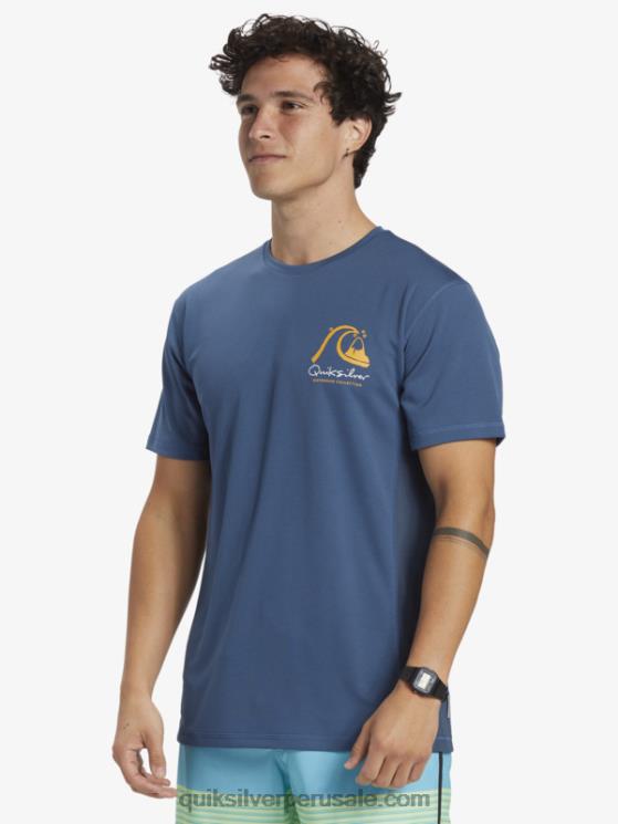 Quiksilver N8LNT275 hombres alférez azul camiseta de surf de manga corta waterman bamboo check 2 upf 50
