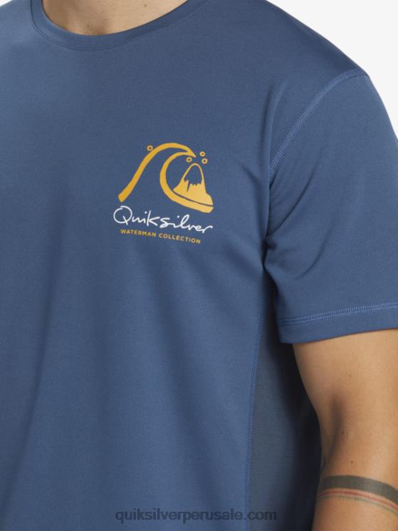 Quiksilver N8LNT275 hombres alférez azul camiseta de surf de manga corta waterman bamboo check 2 upf 50