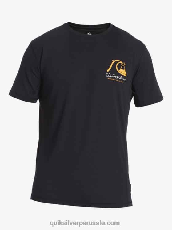 Quiksilver N8LNT276 hombres negro camiseta de surf de manga corta waterman bamboo check 2 upf 50