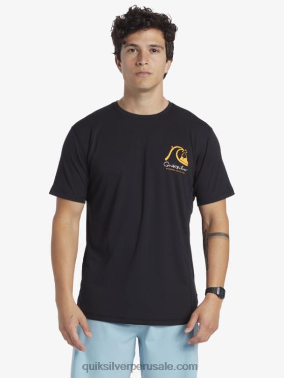 Quiksilver N8LNT276 hombres negro camiseta de surf de manga corta waterman bamboo check 2 upf 50