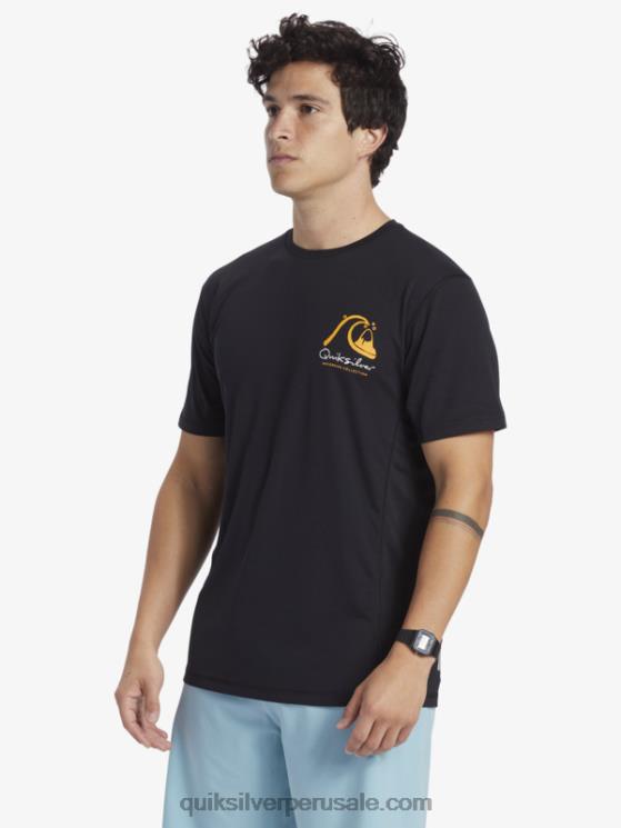 Quiksilver N8LNT276 hombres negro camiseta de surf de manga corta waterman bamboo check 2 upf 50