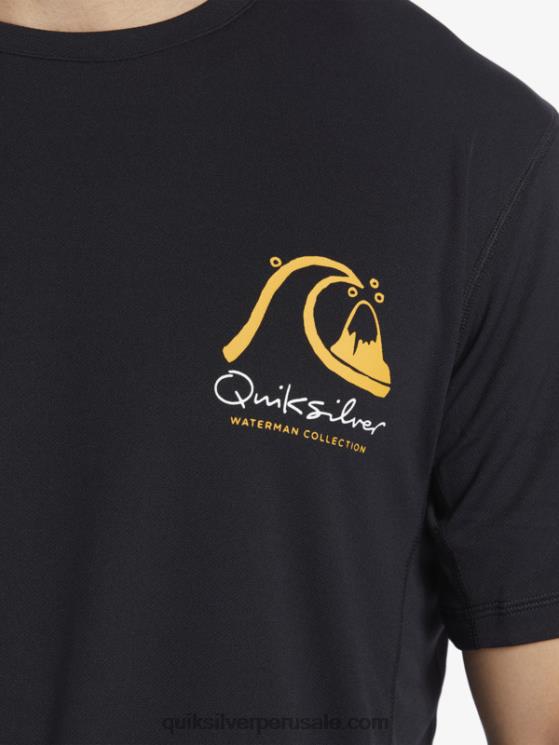 Quiksilver N8LNT276 hombres negro camiseta de surf de manga corta waterman bamboo check 2 upf 50