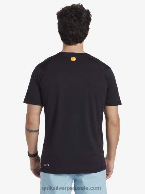 Quiksilver N8LNT276 hombres negro camiseta de surf de manga corta waterman bamboo check 2 upf 50