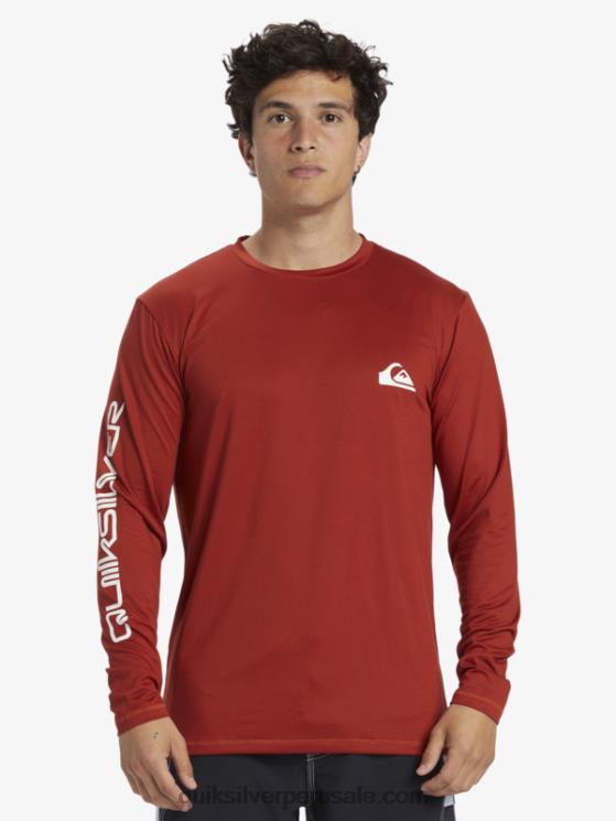 Quiksilver N8LNT403 hombres ocre rojo omni session camiseta de surf de manga larga upf 50