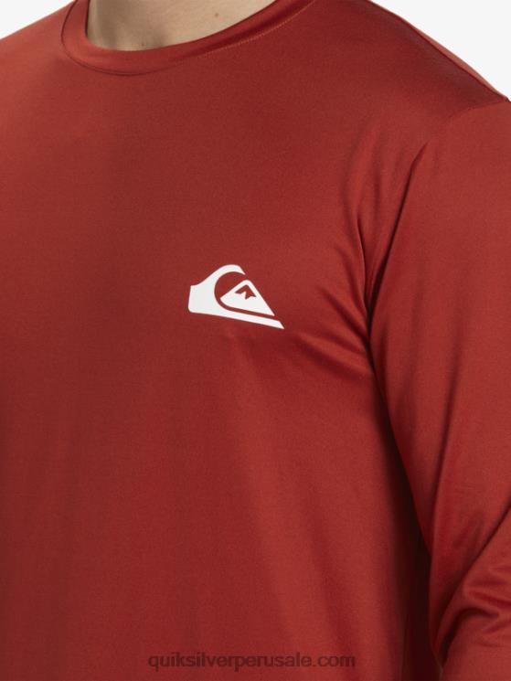 Quiksilver N8LNT403 hombres ocre rojo omni session camiseta de surf de manga larga upf 50