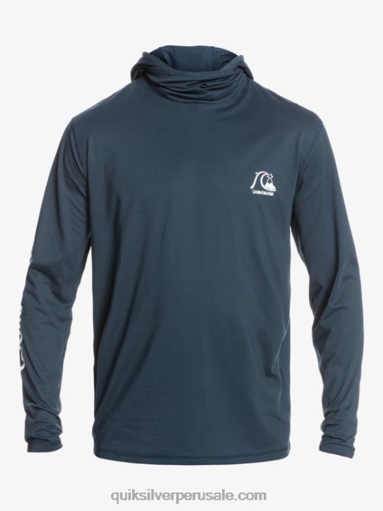 Quiksilver N8LNT417 hombres brezo azul marino medianoche camiseta de surf heritage upf 50 de manga larga