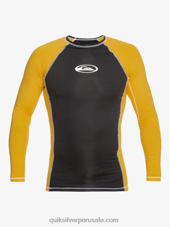 Quiksilver N8LNT652 hombres amarillo yema lycra manga larga protección saturno upf 50