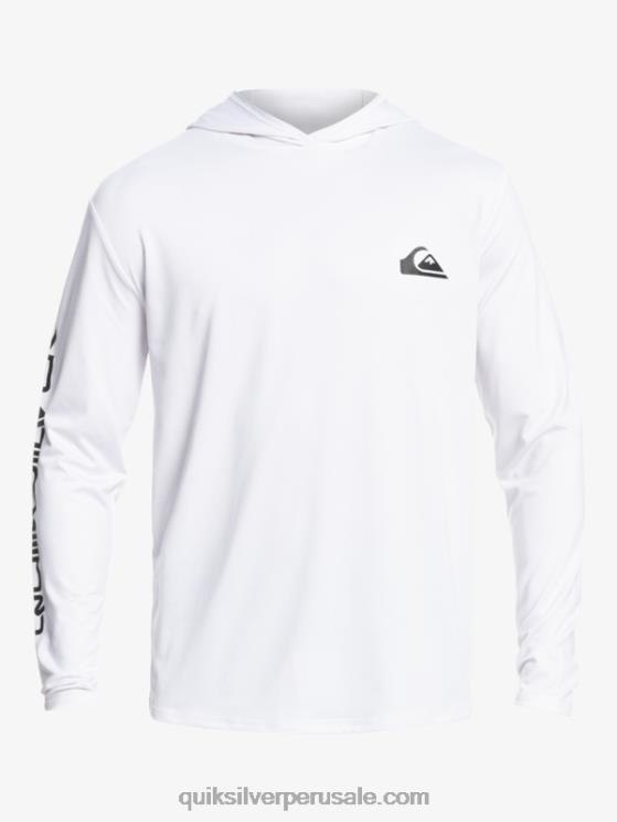 Quiksilver N8LNT769 hombres blanco camiseta de surf de manga larga omni session upf 50