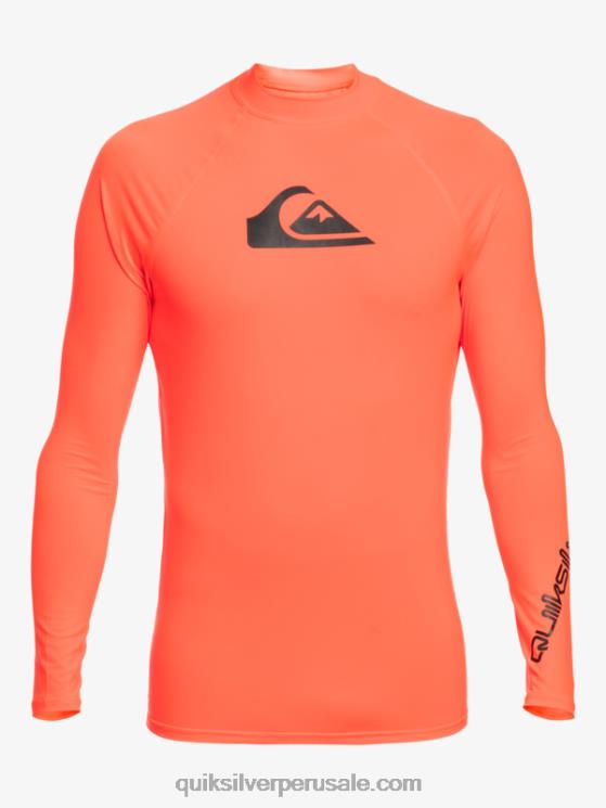 Quiksilver N8LNT821 hombres coral ardiente todos los tiempos manga larga upf 50 rashguard