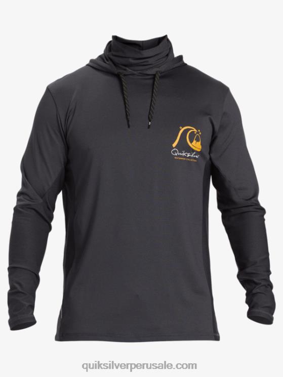 Quiksilver N8LNT830 hombres negro Camiseta de surf de manga larga con capucha UPF 50 de Waterman Angler