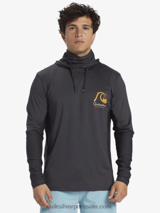 Quiksilver N8LNT830 hombres negro Camiseta de surf de manga larga con capucha UPF 50 de Waterman Angler