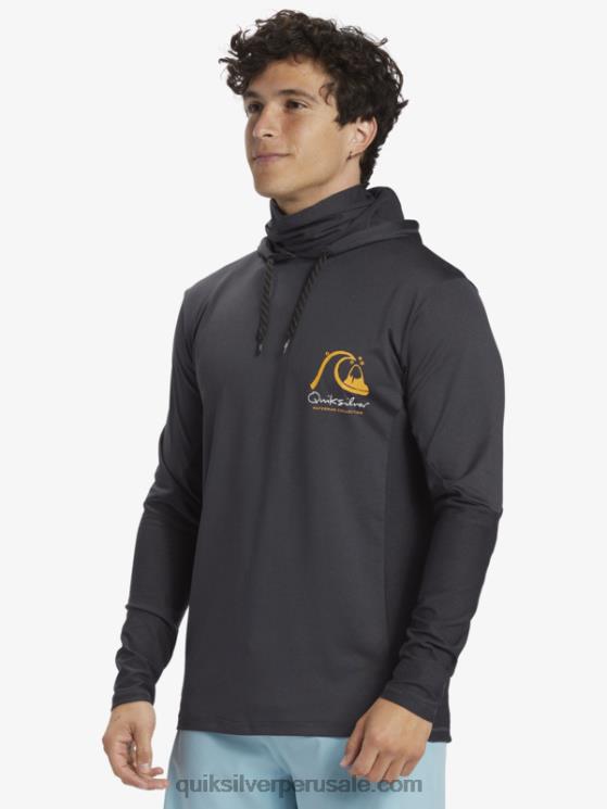 Quiksilver N8LNT830 hombres negro Camiseta de surf de manga larga con capucha UPF 50 de Waterman Angler